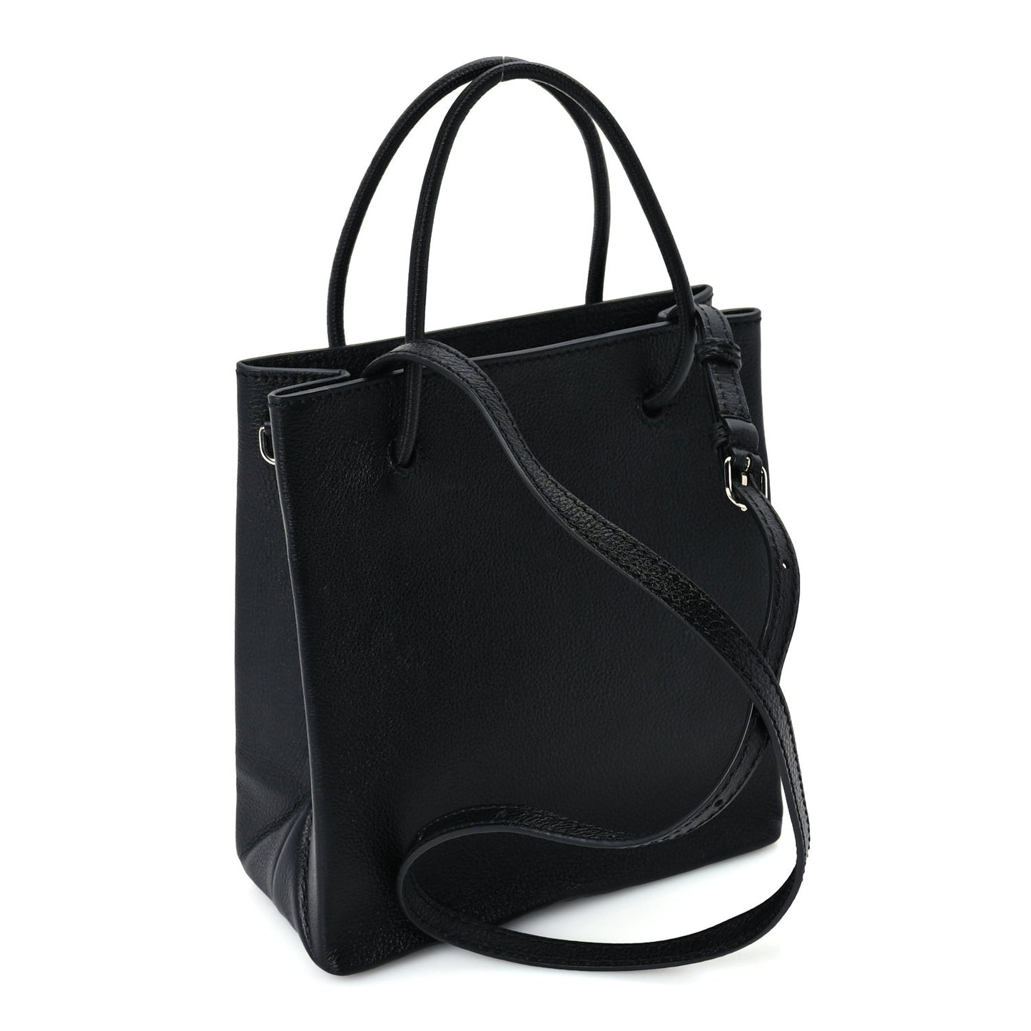 Calfskin Logo XXS Shopping Tote Black