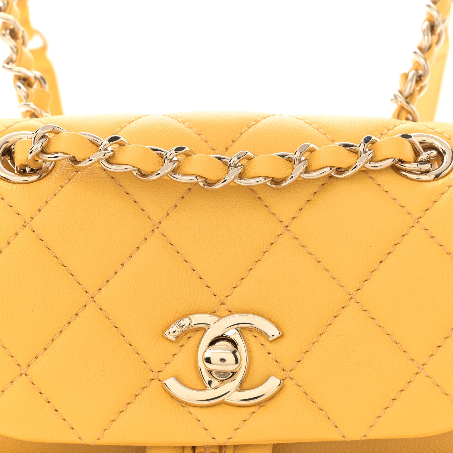 Chanel Quilted Small Duma Pockets Drawstring Backpack Yellow 8 of 11