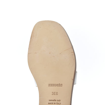 Hermes Box Calfskin Oran Sandals 36.5 White 13 of 15
