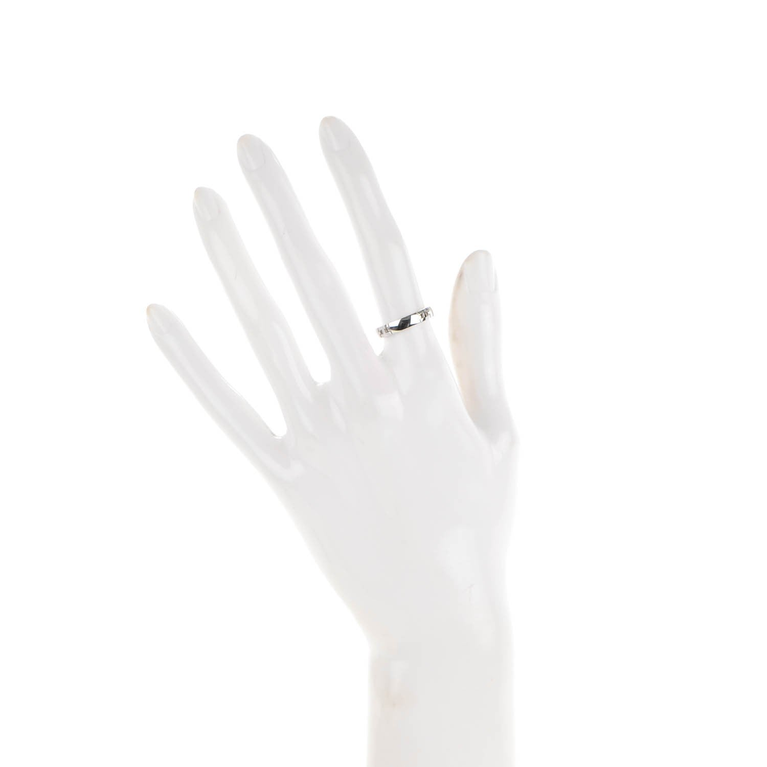 Hermes 18K White Gold Hercules H Ring 51 5.5 2 of 4