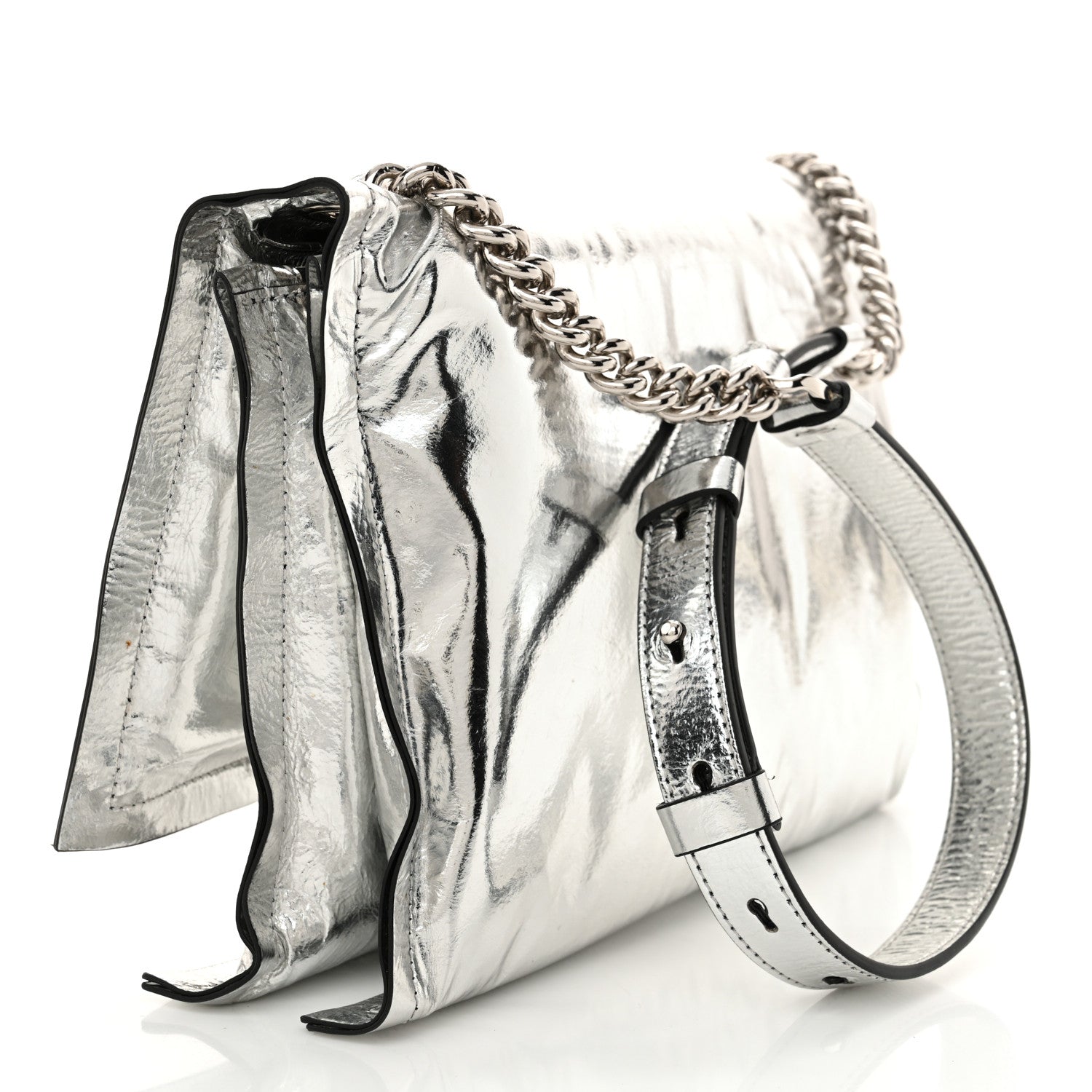 Salvatore Ferragamo Metallic Calfskin Small Viva Bow Shoulder Bag Silver 3 of 11