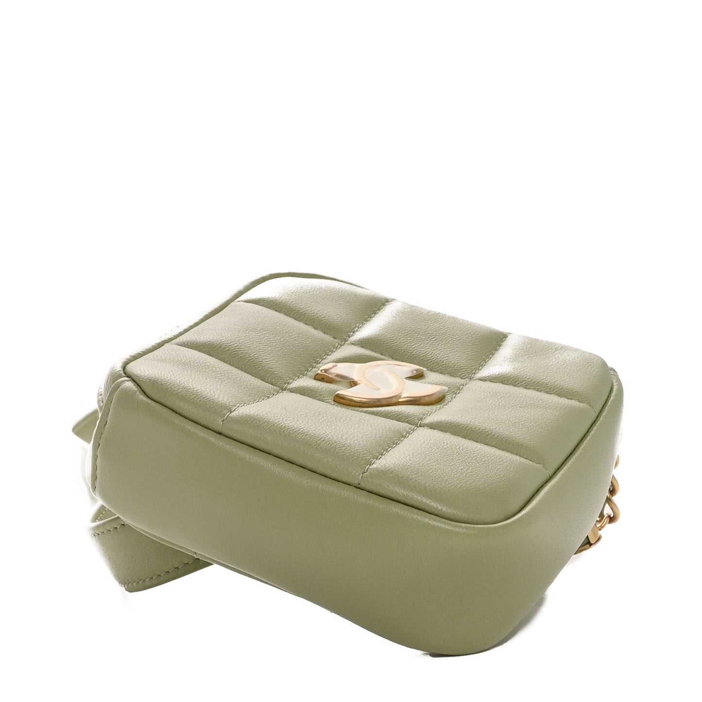 Lambskin Quilted Coin Purse Belt Bag Green