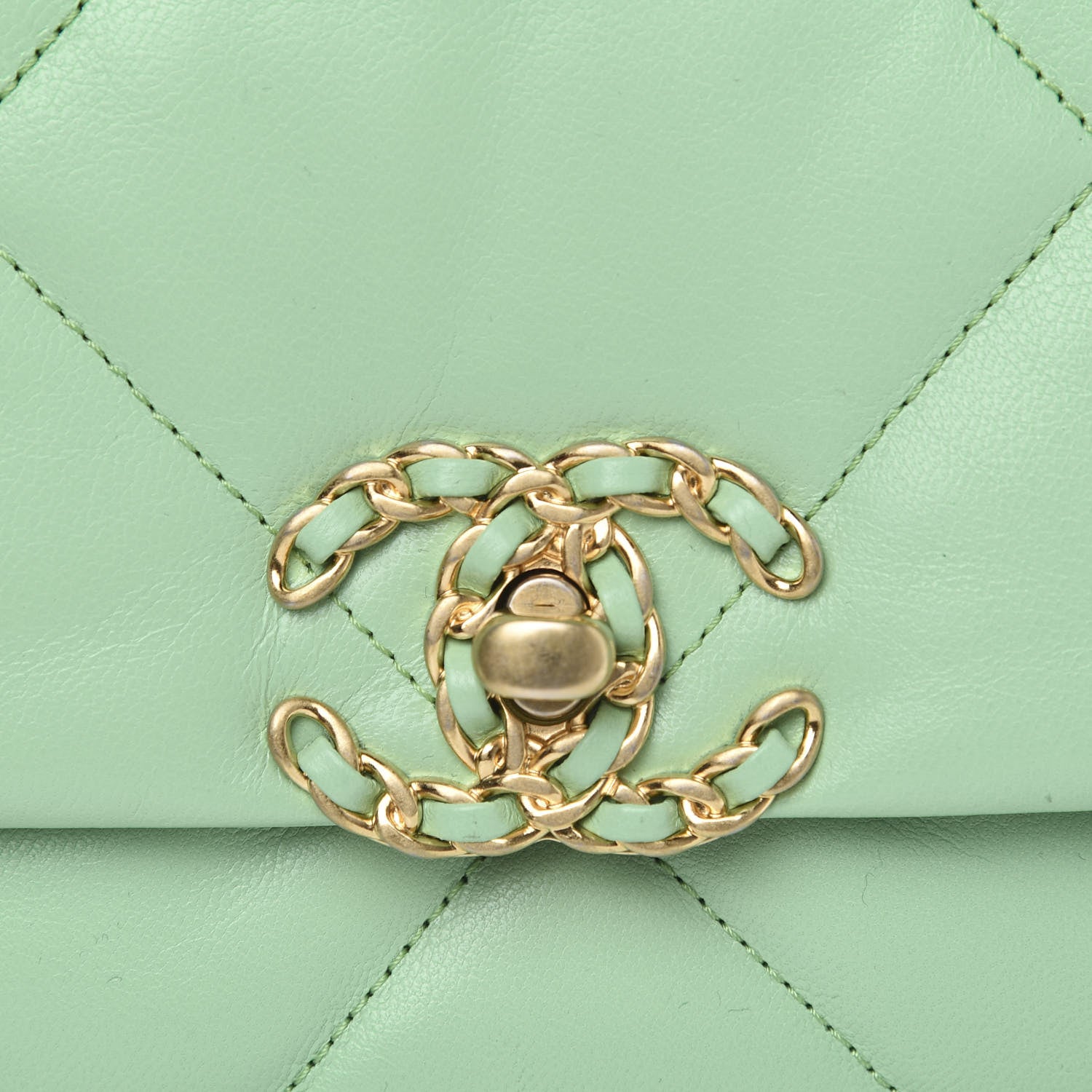 Chanel Goatskin Quilted Medium 19 Flap Light Green 10 of 11