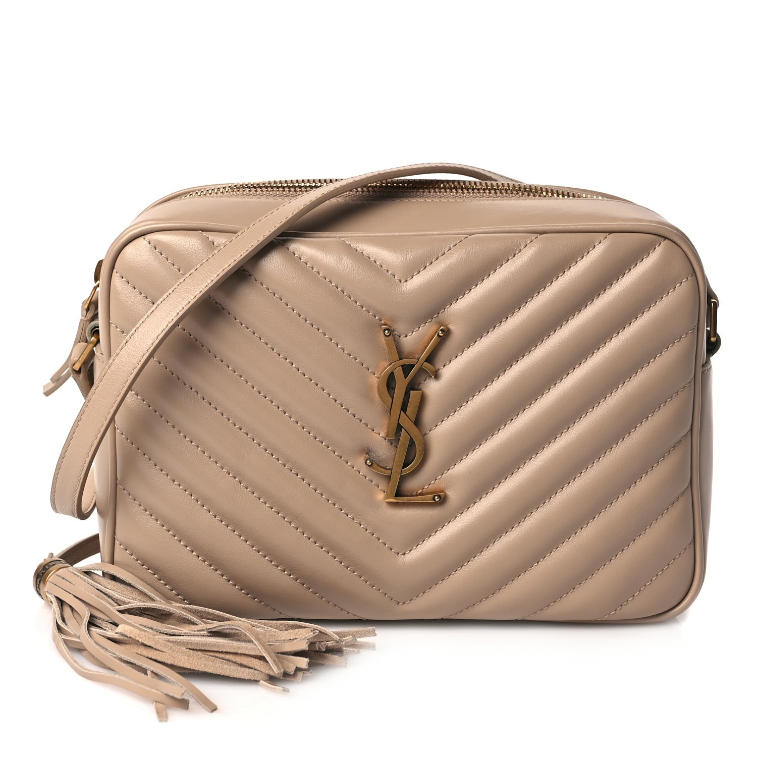 Saint Laurent Calfskin Matelasse Monogram Lou Camera Bag Dark Beige 1 of 9