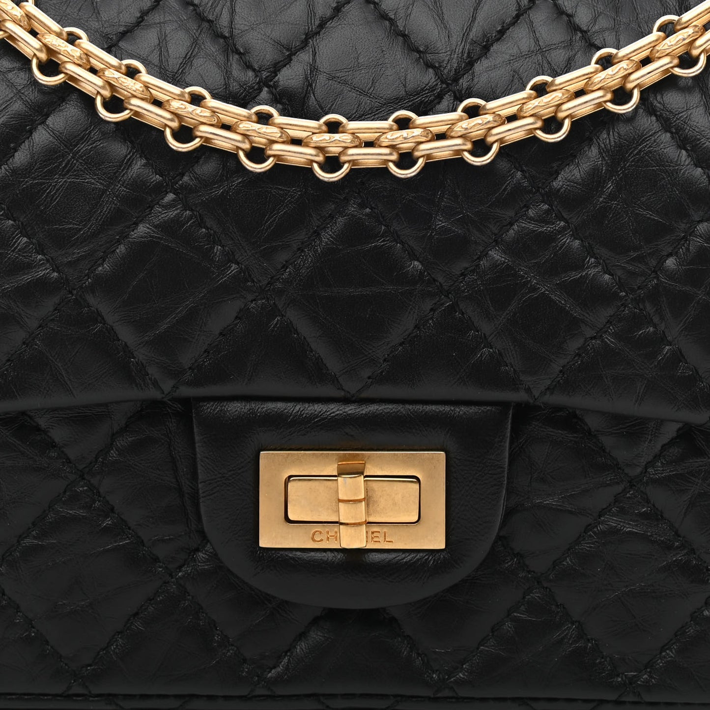 Aged Calfskin Quilted 2.55 Reissue Mini Flap Black