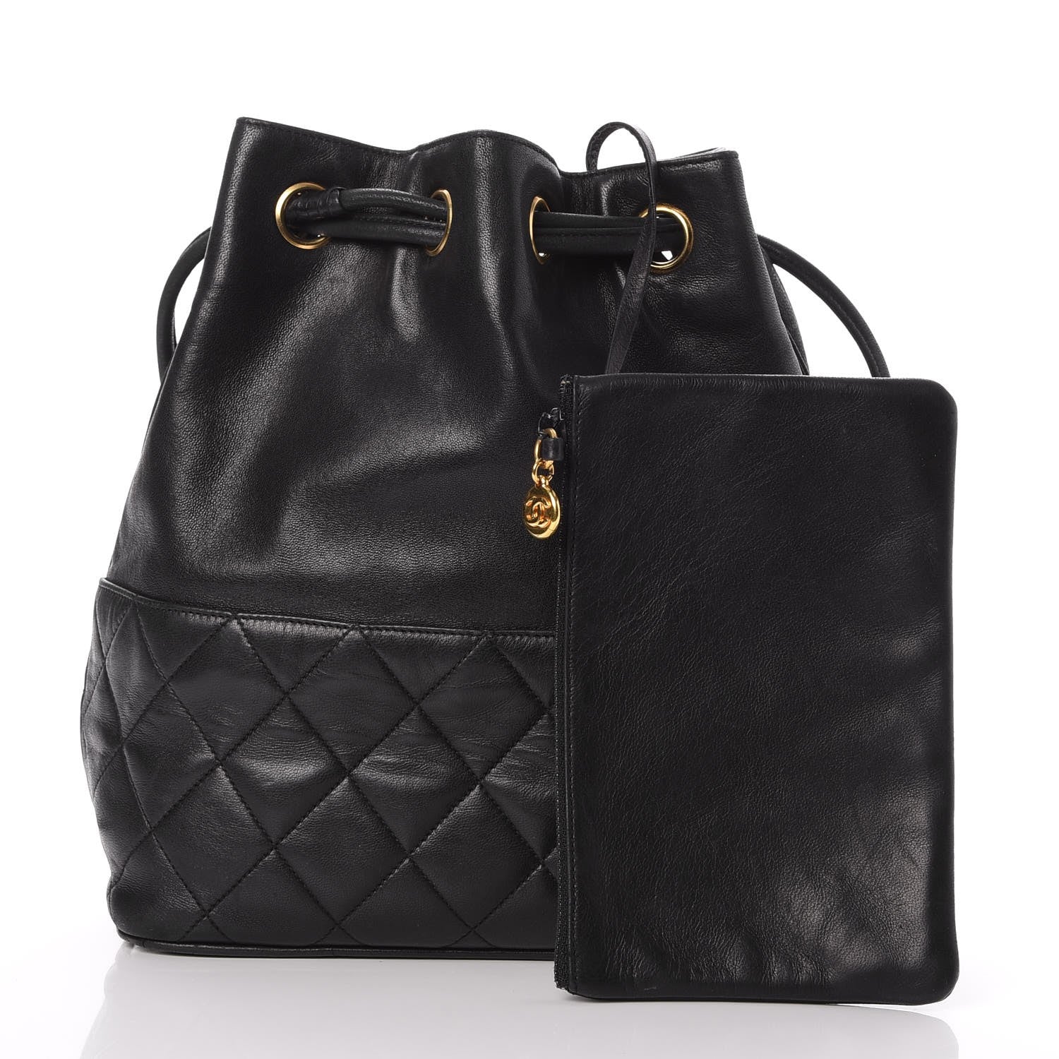 Chanel Lambskin CC Drawstring Bag Black 3 of 8
