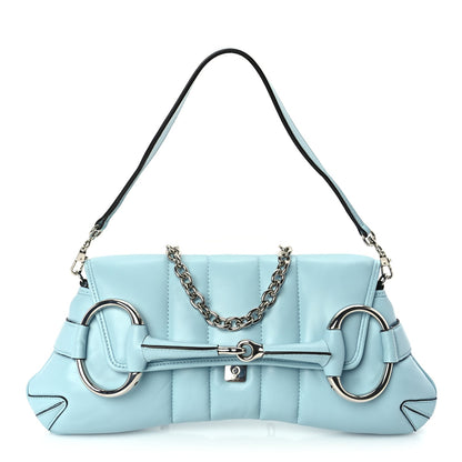 Gucci Nappa Vertical Matelasse Medium Maxi Horsebit Chain Shoulder Bag Crystal Snow 1 of 9