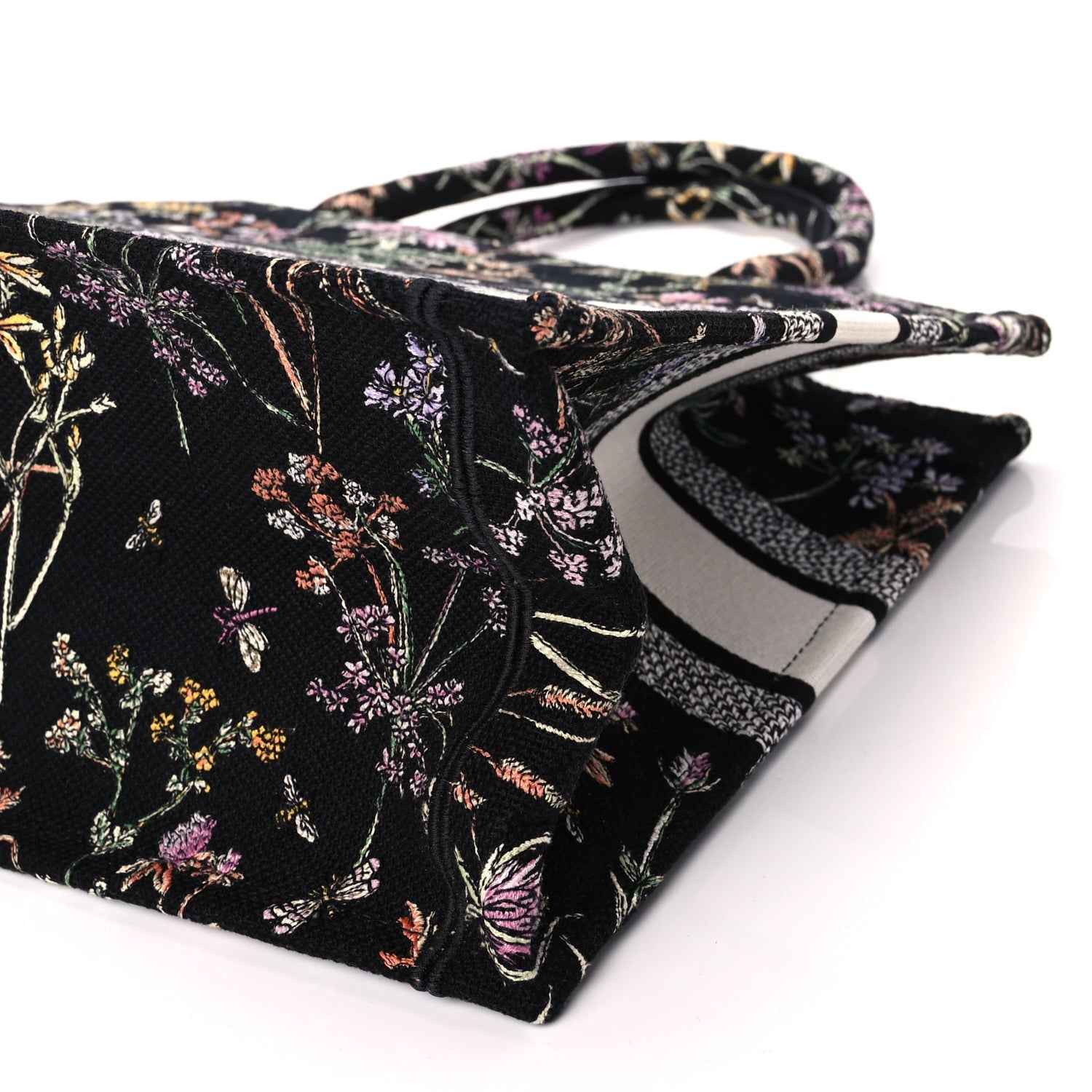Christian Dior Canvas Embroidered Medium Herbarium Book Tote Black Multicolor 9 of 10
