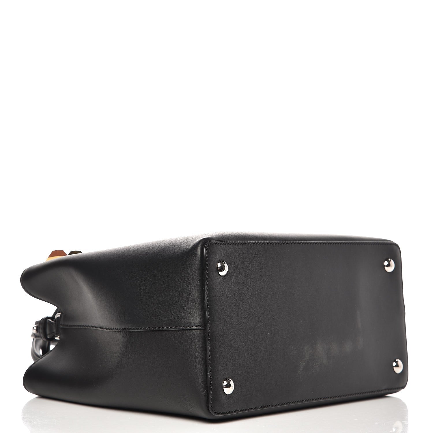 Fendi Vitello Baltico Dolce Studded Petite 2Jours Tote Black Multicolor 4 of 7