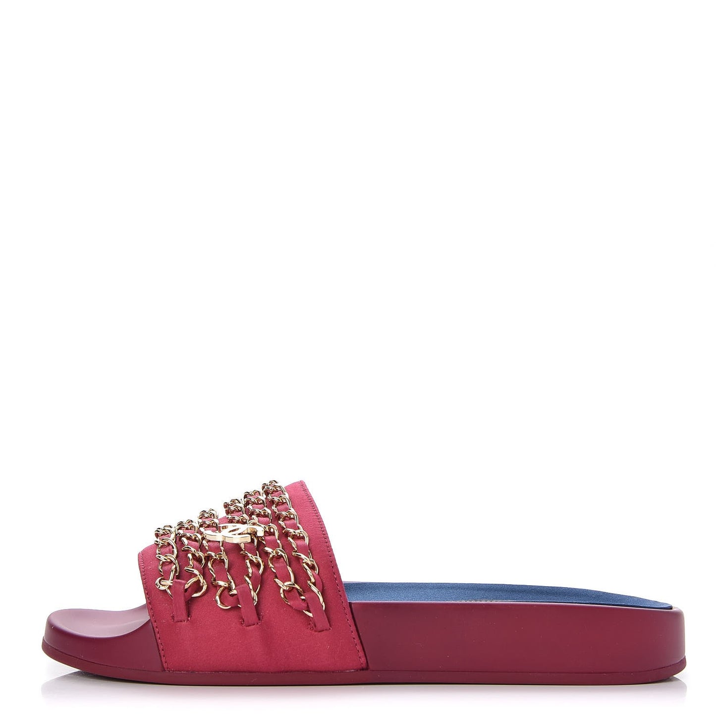 Satin Chain Flat Sandals 35 Dark Fuchsia