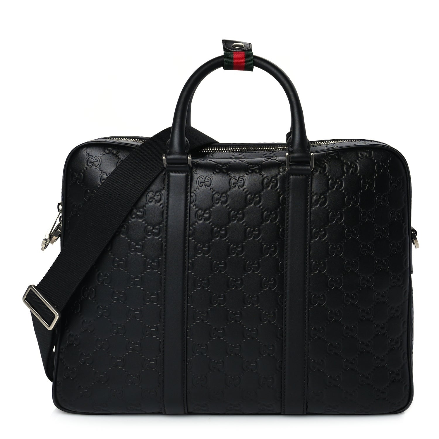 Gucci Calfskin GG Emblem Large Briefcase Black 1 of 8