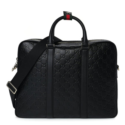 Gucci Calfskin GG Emblem Large Briefcase Black 1 of 8