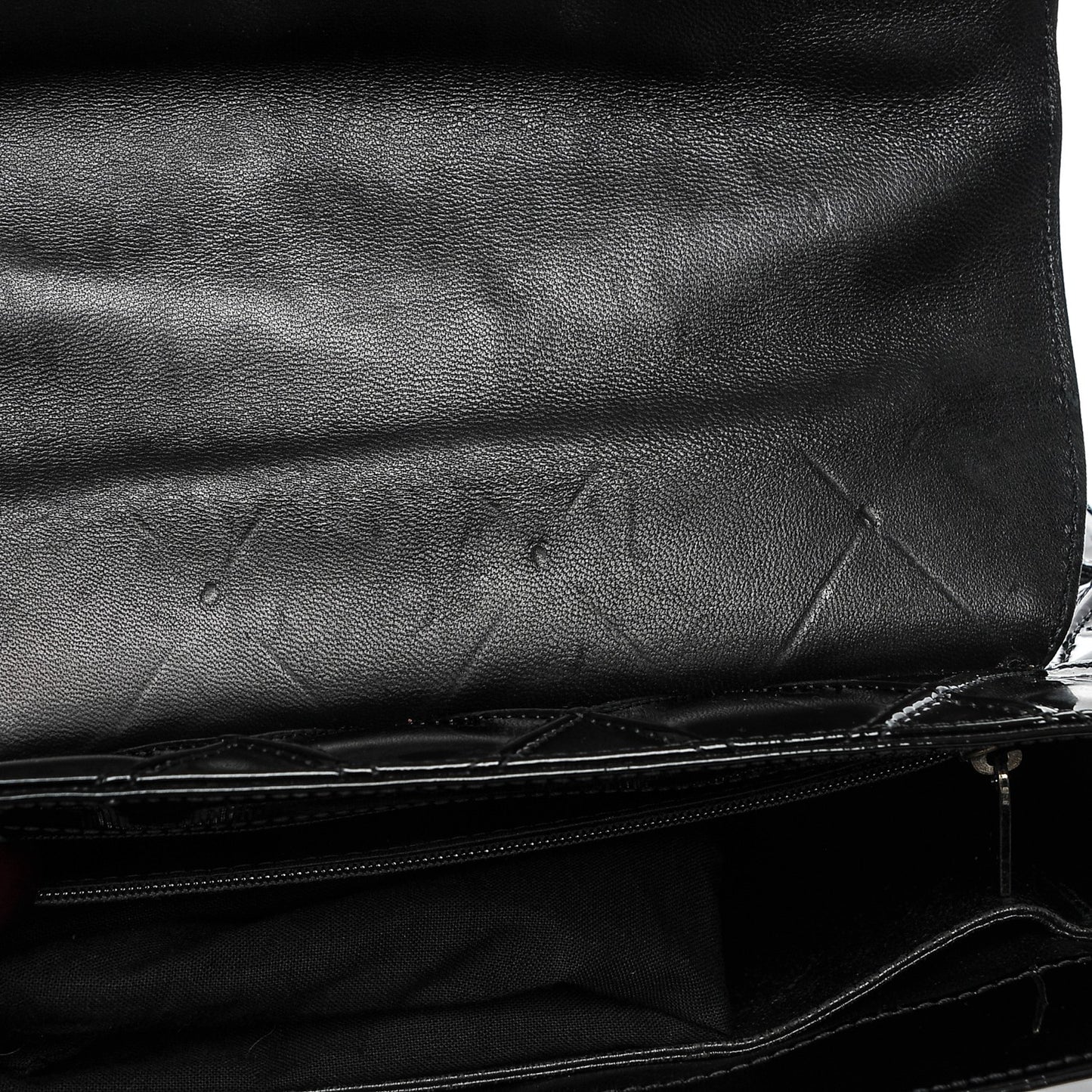 Patent Stitched Shoulder Flap Bag Black