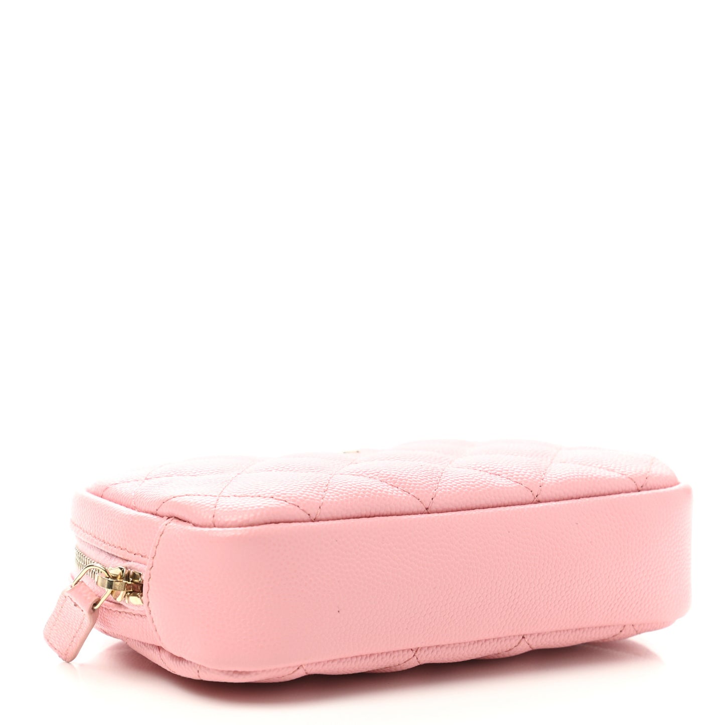 Caviar Quilted Small Curvy Pouch Cosmetic Case Light Pink