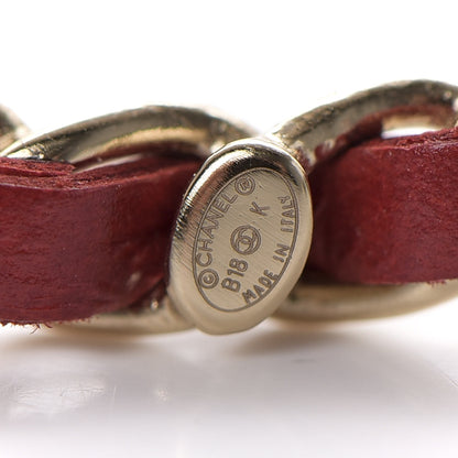 Chanel Lambskin Chain Logo Brooch Red Gold 6 of 8