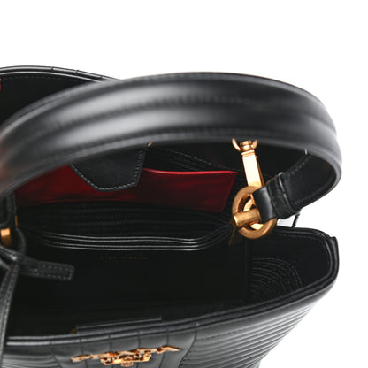 Prada Soft Calfskin Impunture Diagramme Medium Panier Black 5 of 8