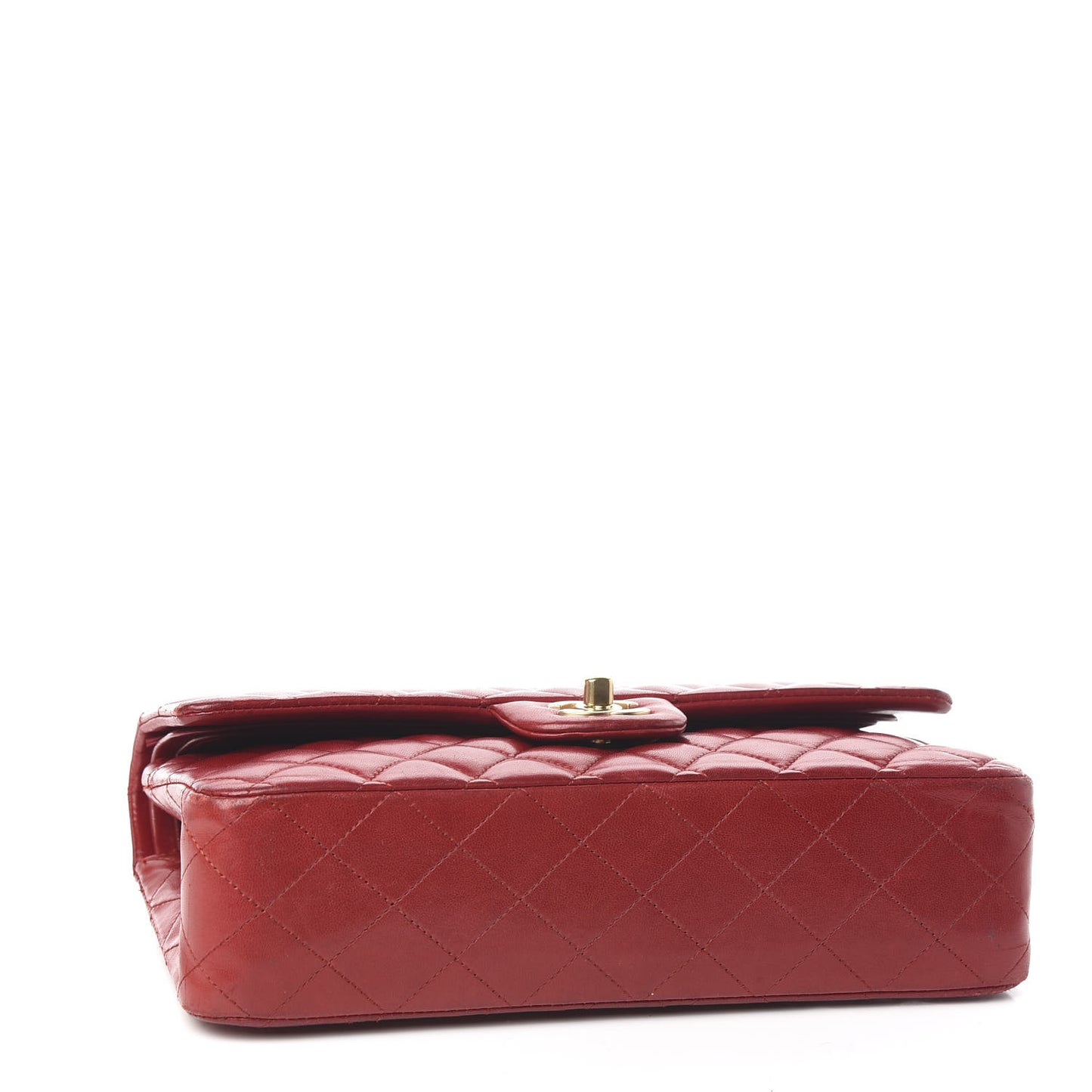 Lambskin Quilted Medium Double Flap with Charms Red