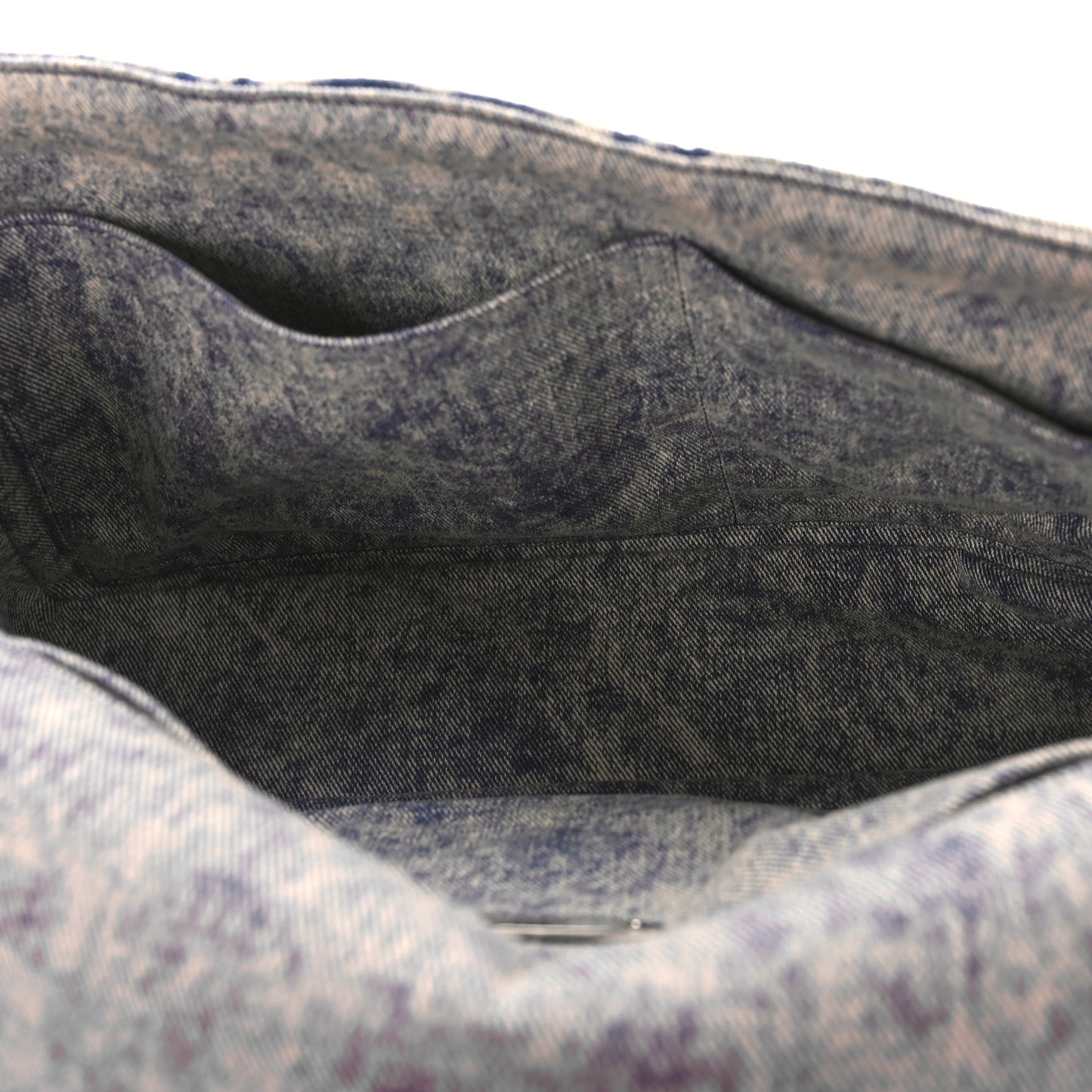 Denim Embossed CC Logo Print Jumbo Single Flap Blue