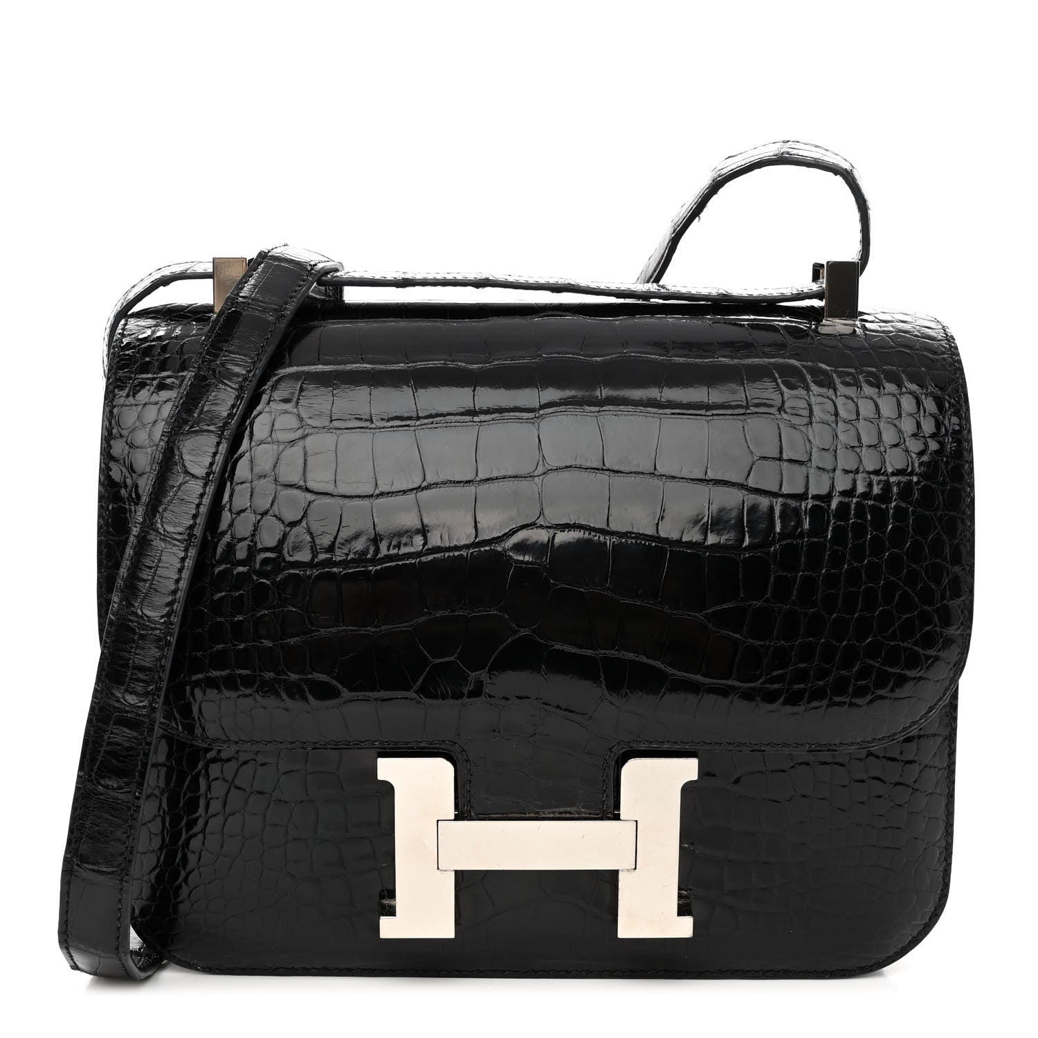 Hermes Shiny Alligator Constance 24 Black 1 of 11