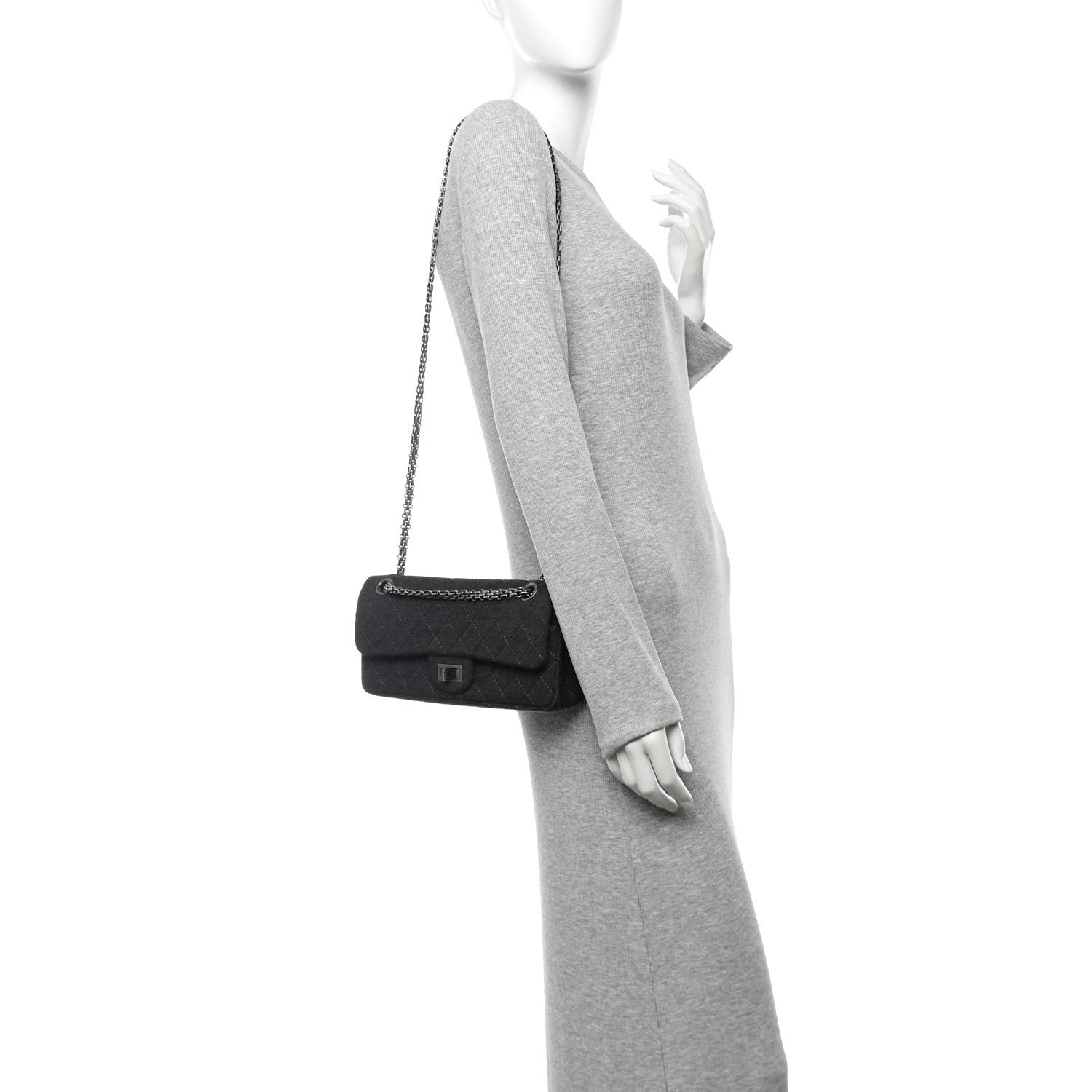 Chanel Jersey Quilted 2.55 Reissue East West Flap Dark Grey 2 of 7