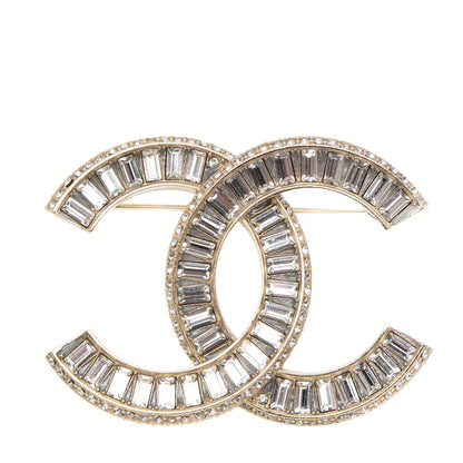 Chanel Baguette Crystal CC Brooch Light Gold 1 of 4