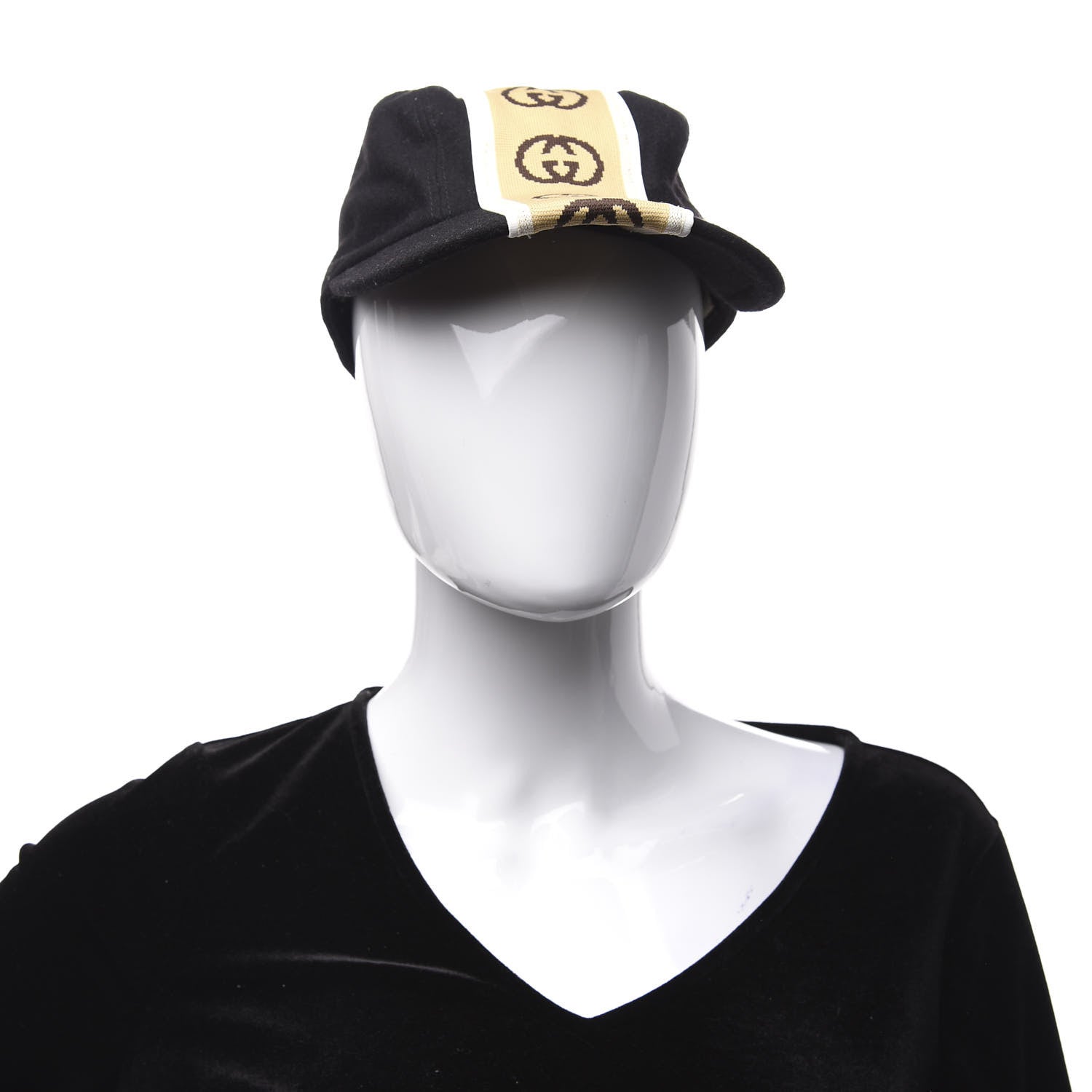 Gucci Wool Interlocking GG Stripe Baseball Hat L Black 2 of 6