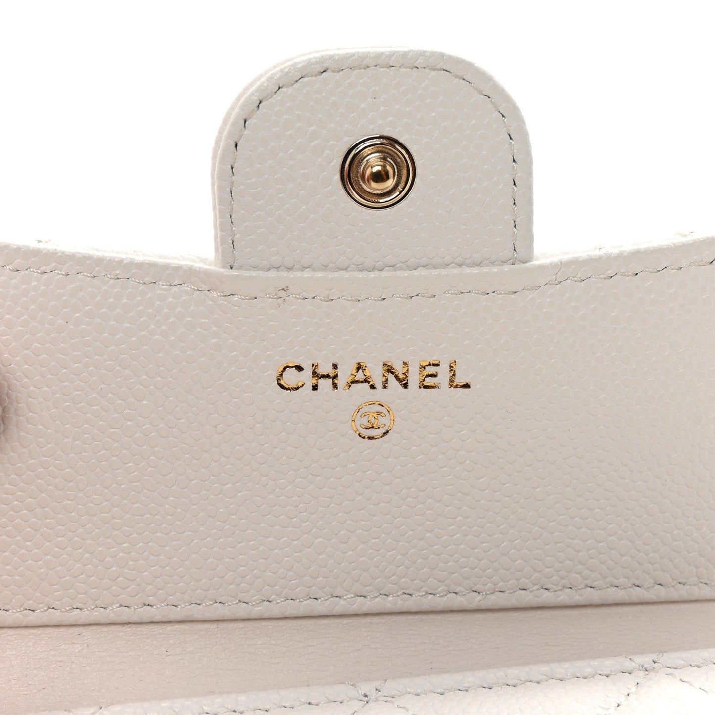Caviar Quilted Compact Flap Wallet White