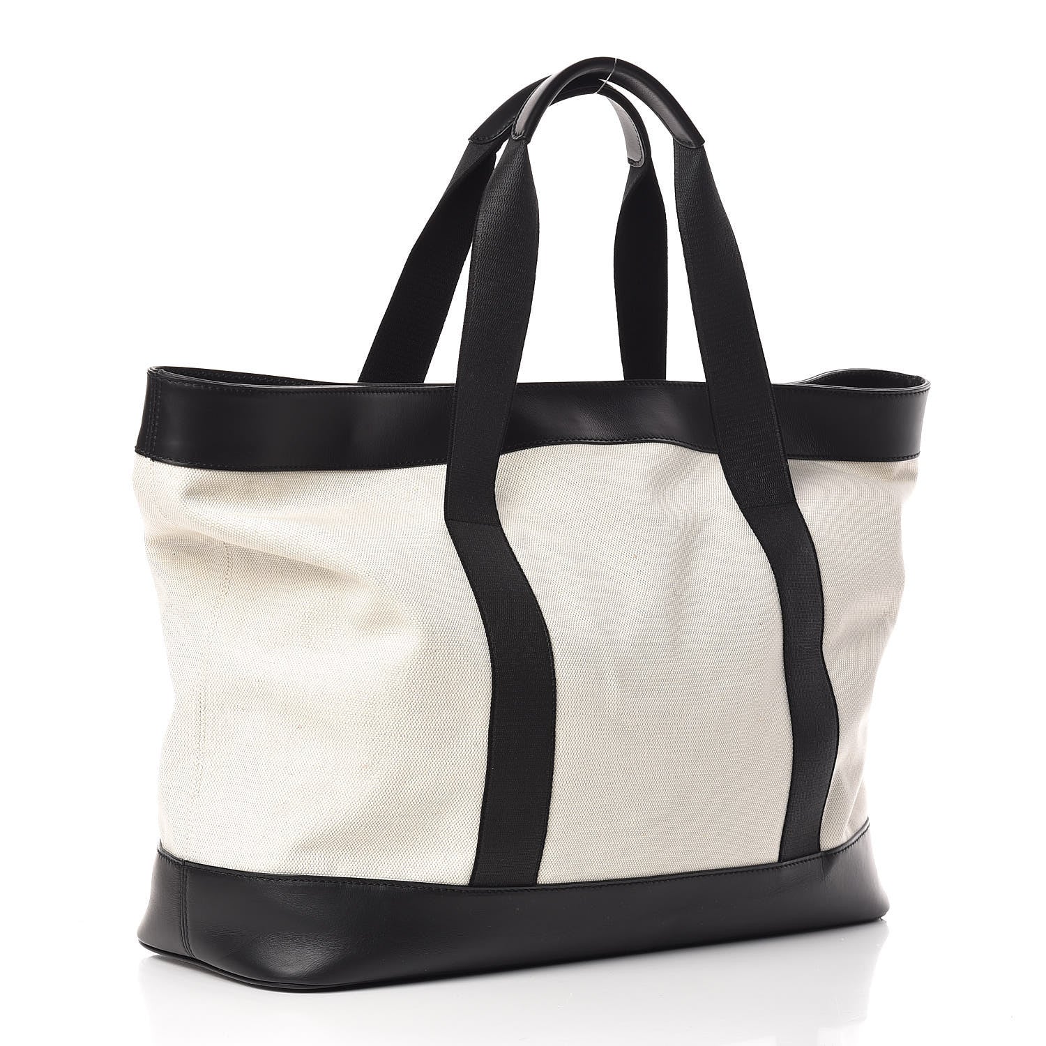 Balenciaga Cotton Canvas Calfskin Navy Tote Natural Black 3 of 10