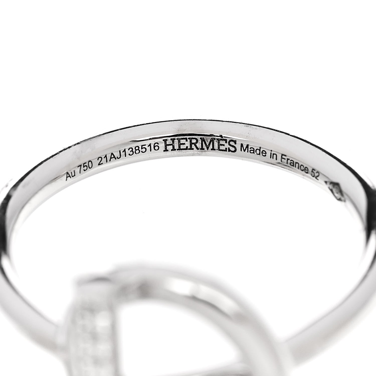 Hermes 18K White Gold Diamond PM Echappee Ring 52 6 4 of 4