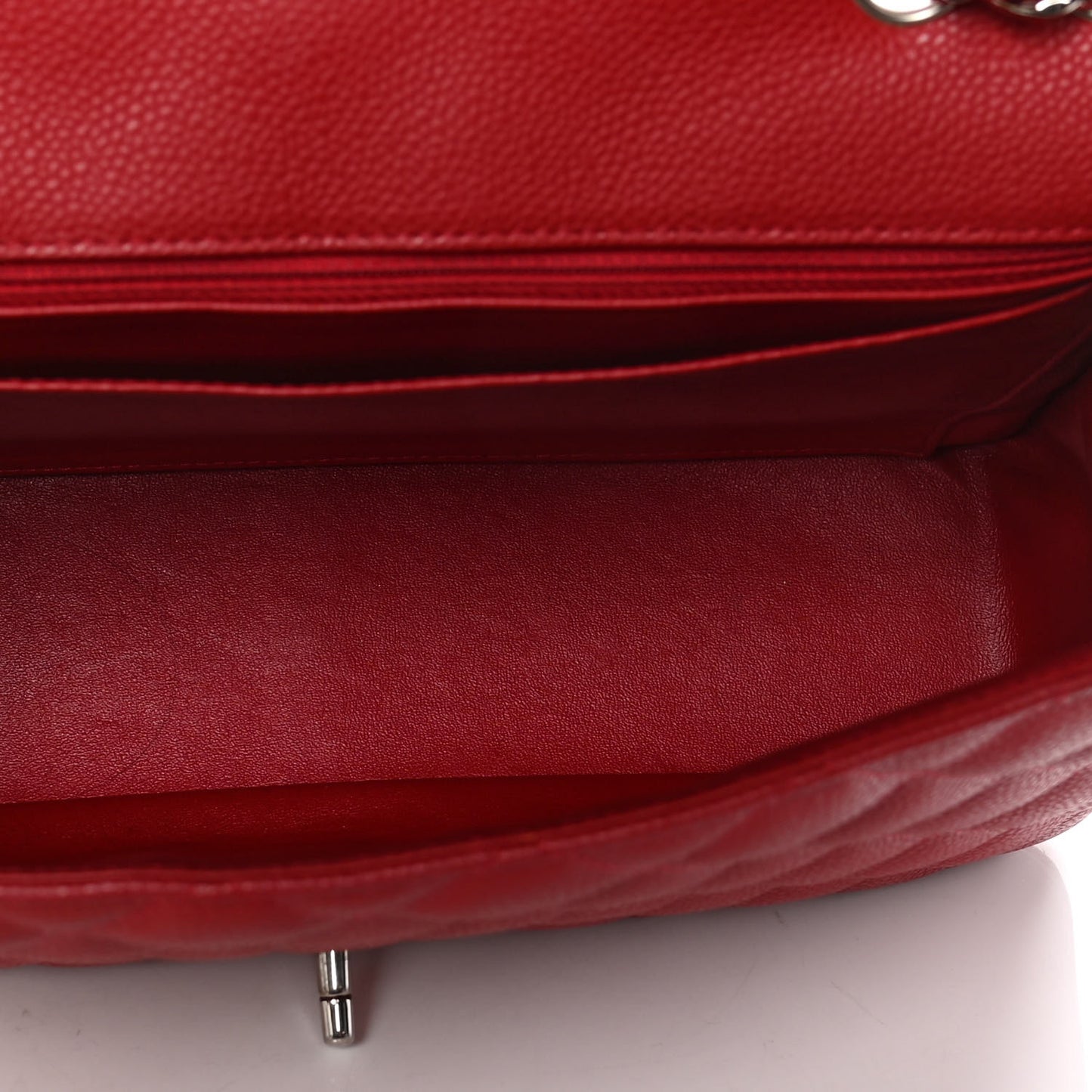 Caviar Quilted Jumbo Single Flap Red