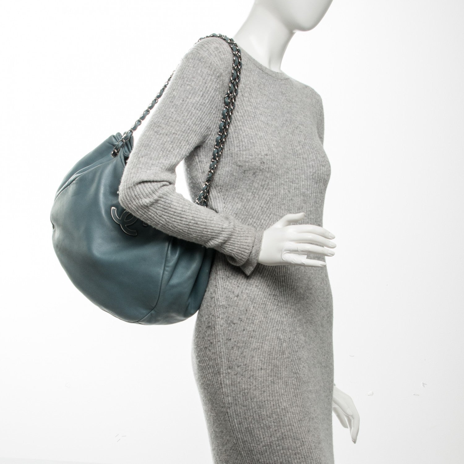 Chanel Lambskin Sensual Hobo Blue 2 of 10