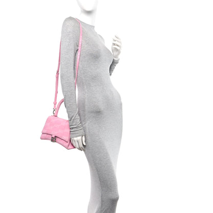 Balenciaga Washed Denim BB Monogram Hourglass Top Handle Bag Small Pink 2 of 10