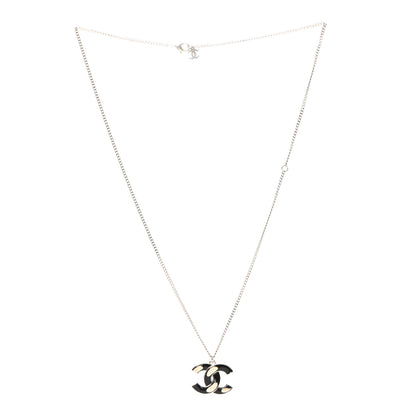 Chanel Enamel CC Pendant Necklace Black Light Gold 3 of 5
