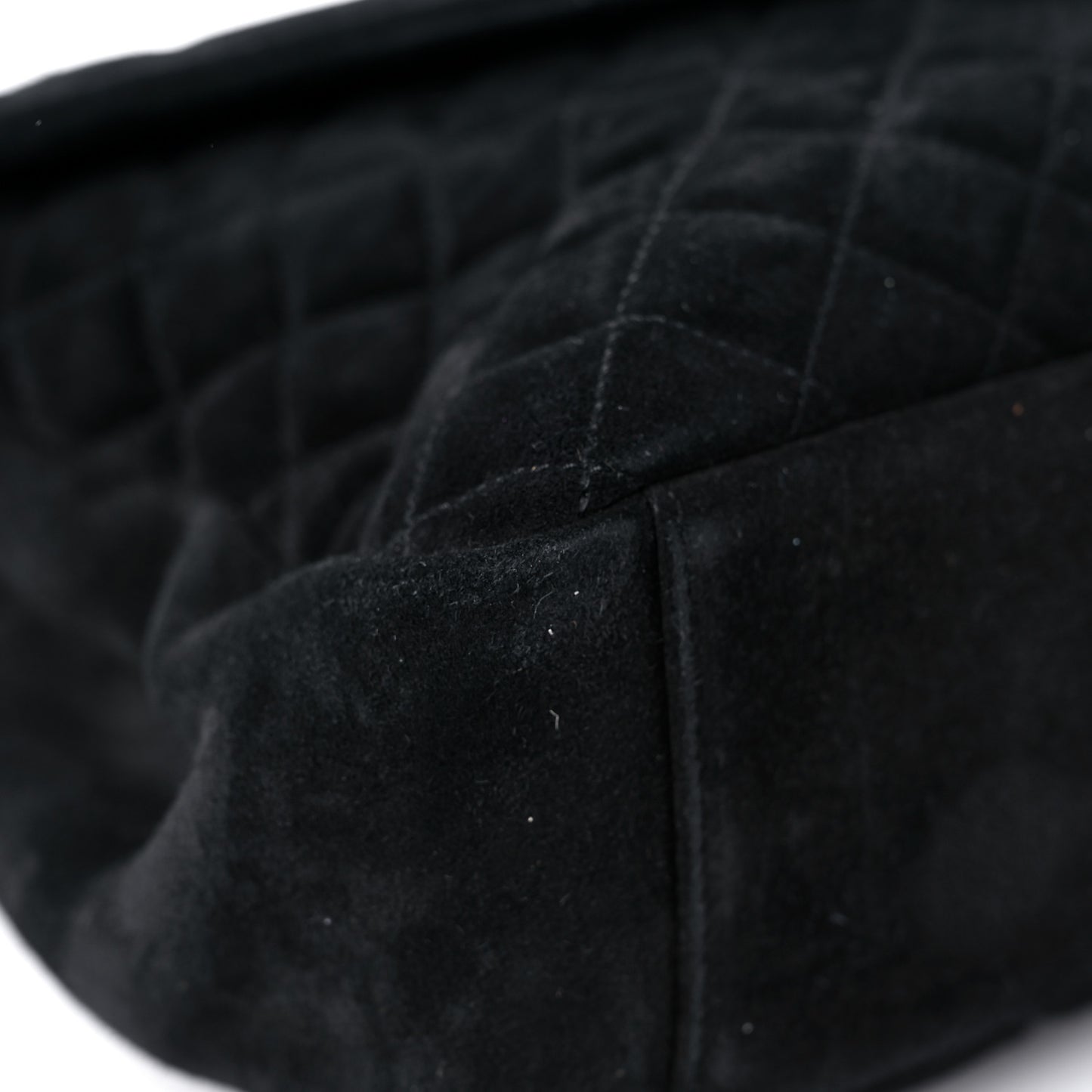 Suede Mixed Matelasse Tri-Quilt Large Monogram Envelope Satchel Black