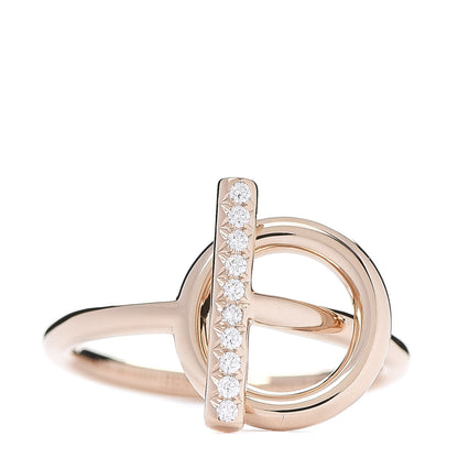 Hermes 18K Rose Gold Diamond PM Echappee Ring 54 6.75 1 of 7