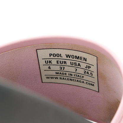 Balenciaga Rubber Logo Womens Pool Slide Sandals 37 Light Pink Black 8 of 9