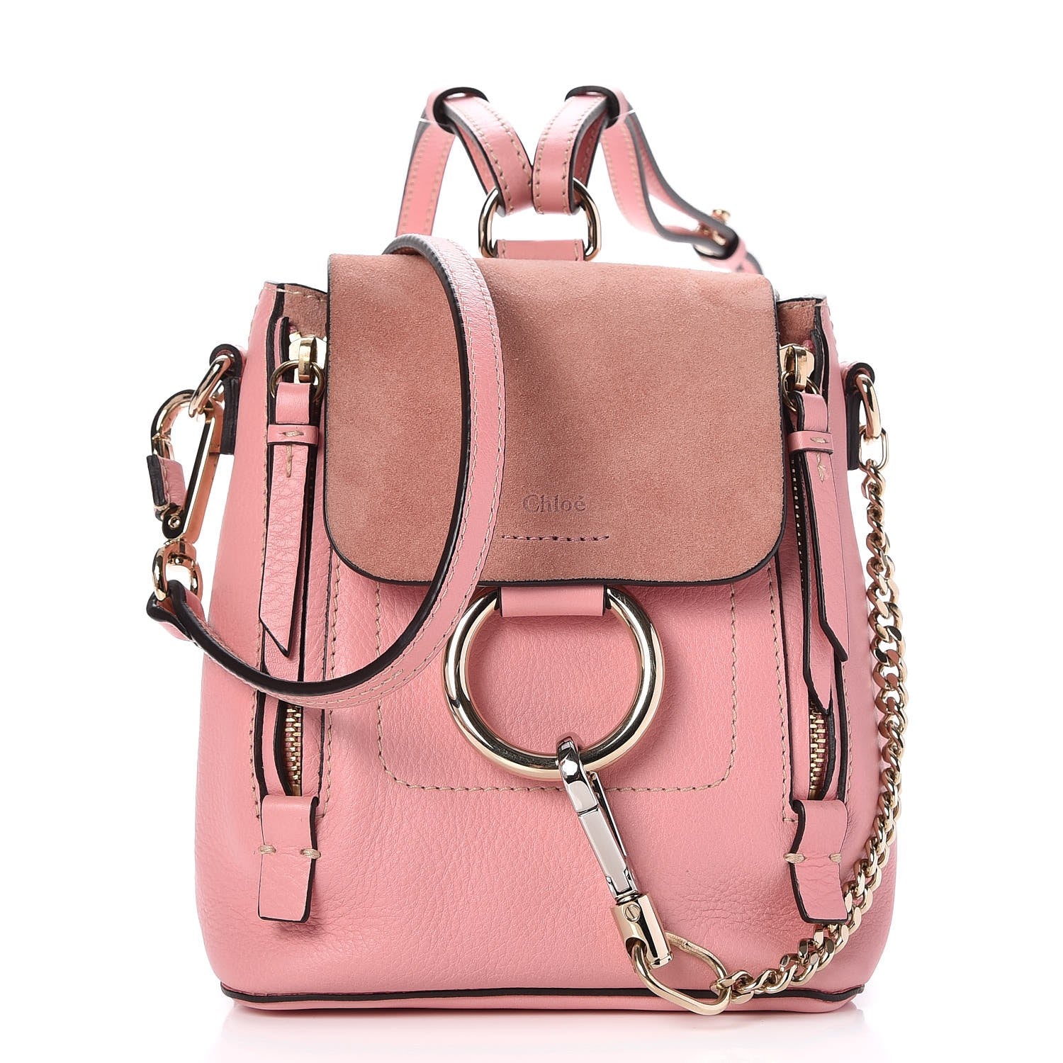 Chloe Suede Calfskin Mini Faye Backpack Washed Pink 1 of 14