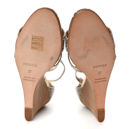 Hermes Lizard Legend Wedge Sandals Ombre 5 of 7