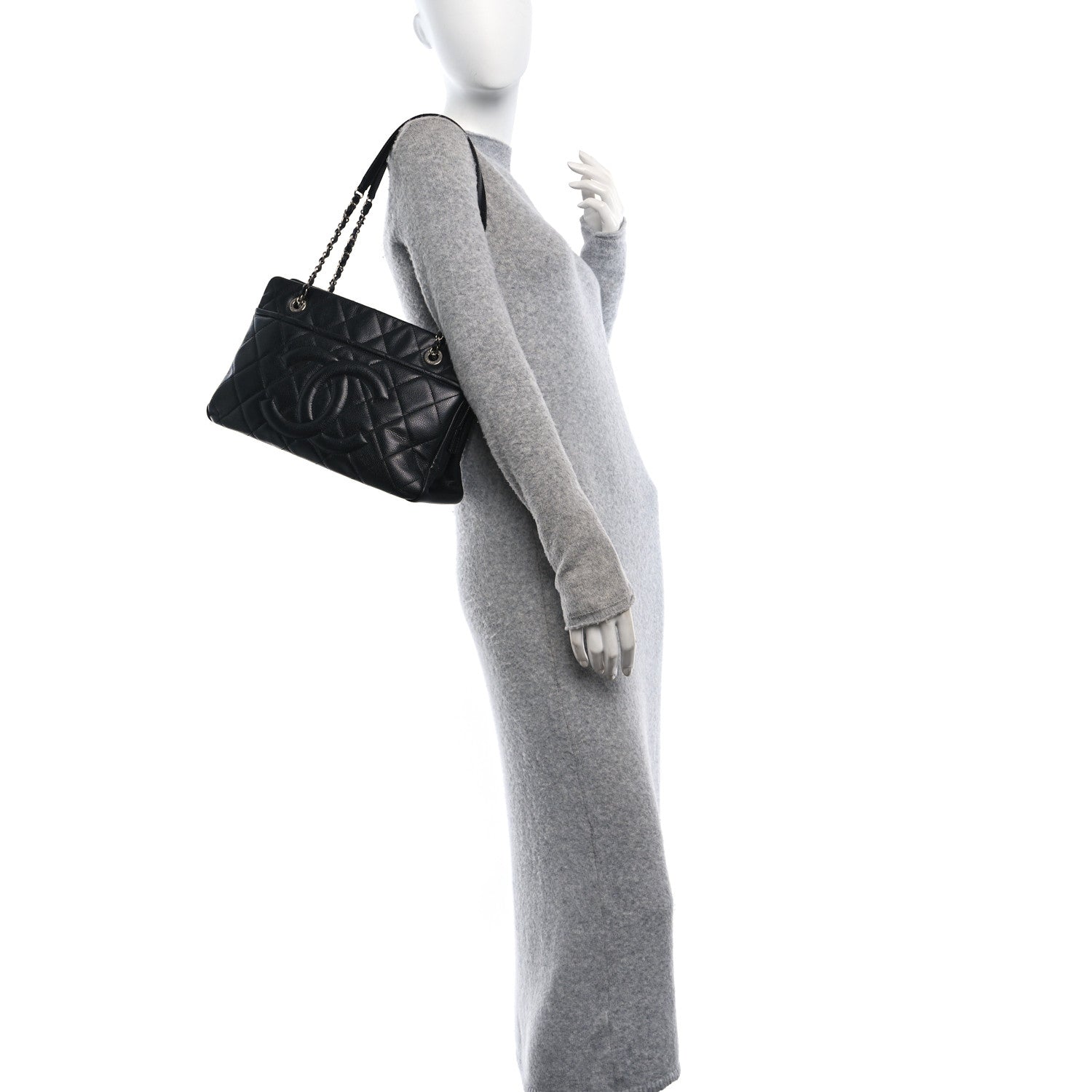 Chanel Caviar Quilted CC Timeless Soft Tote Black 2 of 10