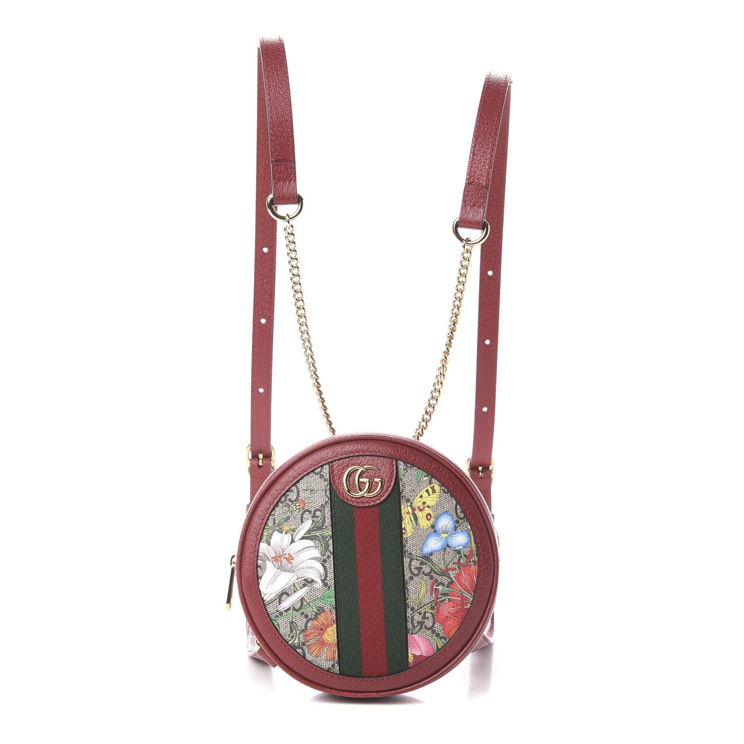Gucci GG Supreme Monogram Web Flora Mini Ophidia Round Backpack Red 1 of 8