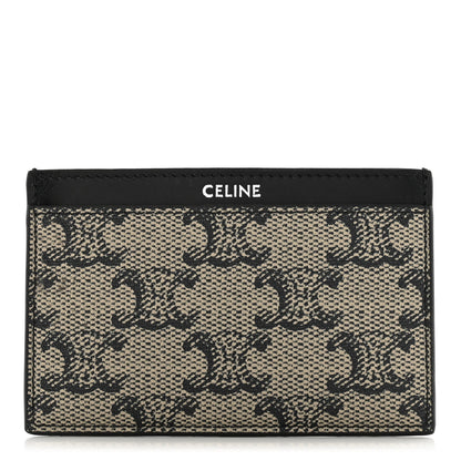 Celine Triomphe Canvas Card Holder Beige Black 1 of 9