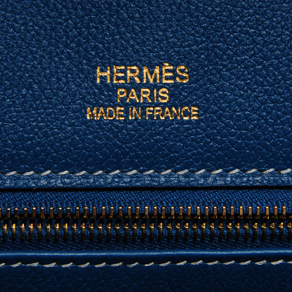 Hermes Veau Doblis Evergrain Grizzly Birkin 35 Bleu de Galice Ciel 11 of 26