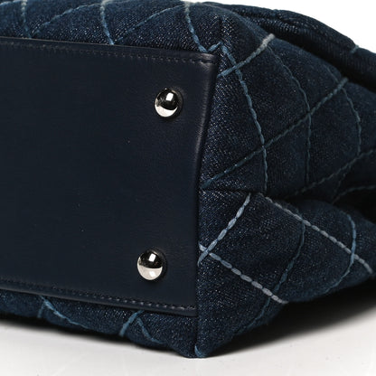 Chanel Denim Quilted Small Coco Handle Flap Blue 10 of 13