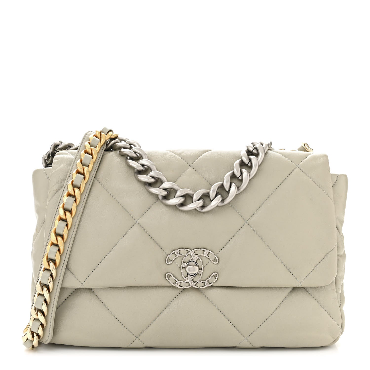 Chanel Lambskin Quilted Large Chanel 19 Flap Grey 1 of 12