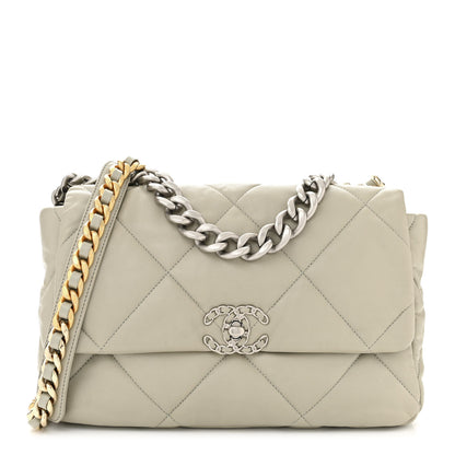 Chanel Lambskin Quilted Large Chanel 19 Flap Grey 1 of 12