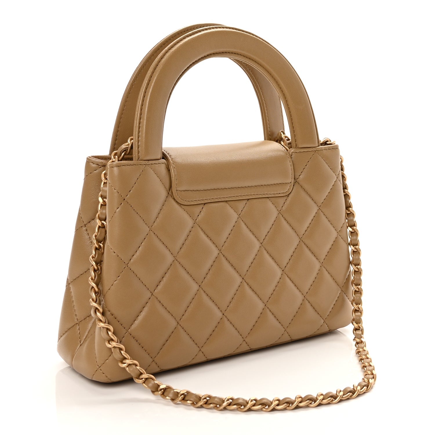 Chanel Shiny Aged Calfskin Quilted Nano Kelly Shopper Beige 2 of 9
