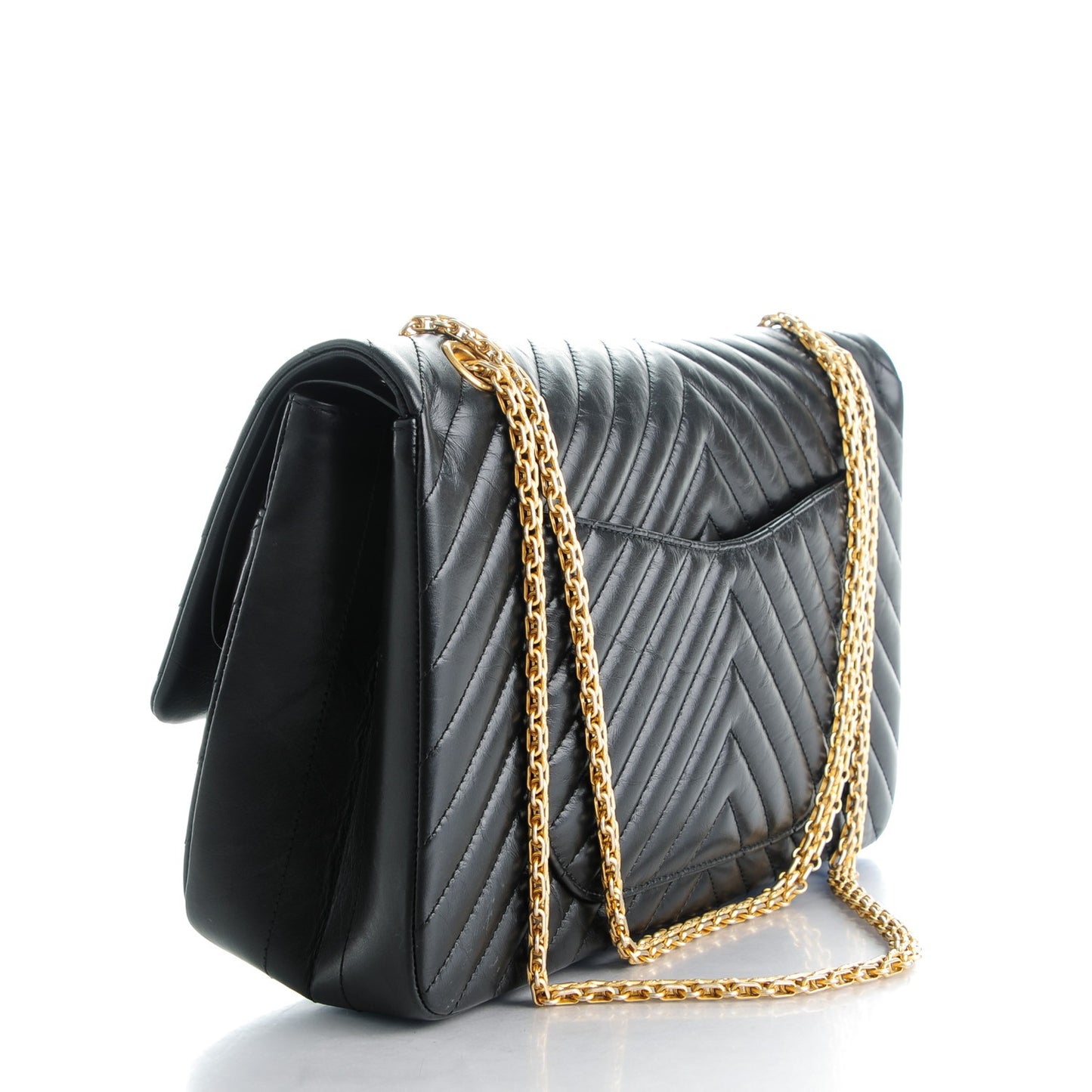 Aged Calfskin Chevron Quilted 2.55 Reissue 227 Flap Black