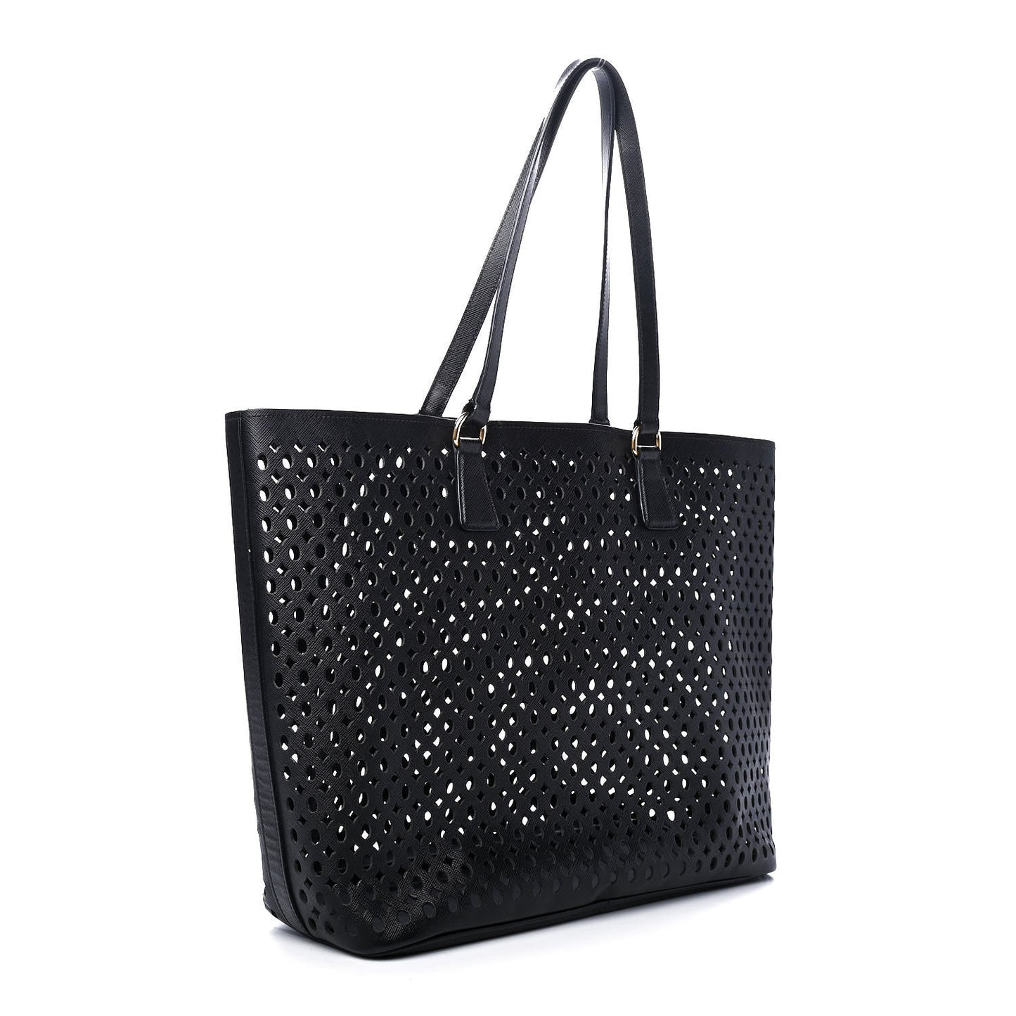 Saffiano Perforated Tote Black