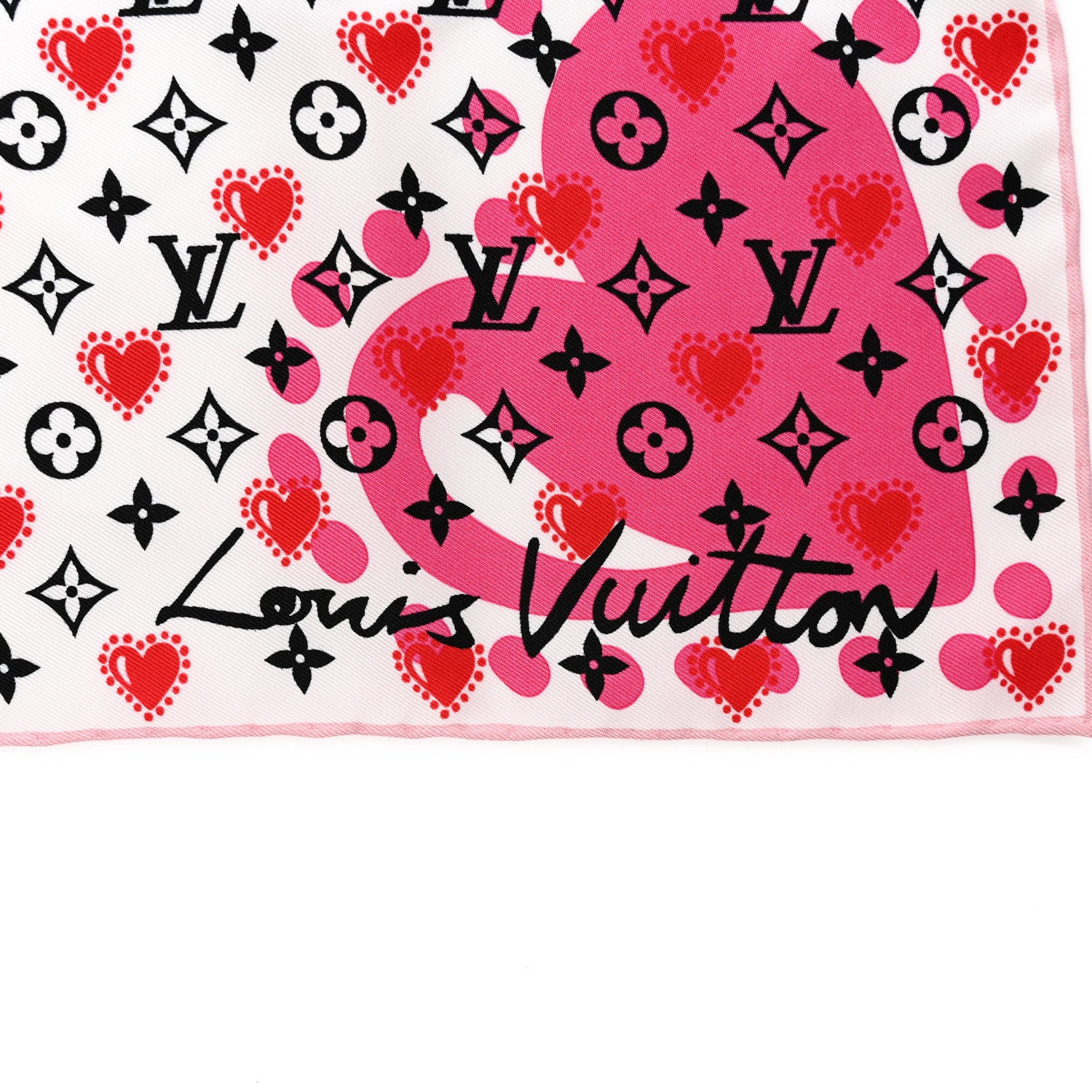 Louis Vuitton Silk I LV U Square 45 Scarf Pink White 2 of 3