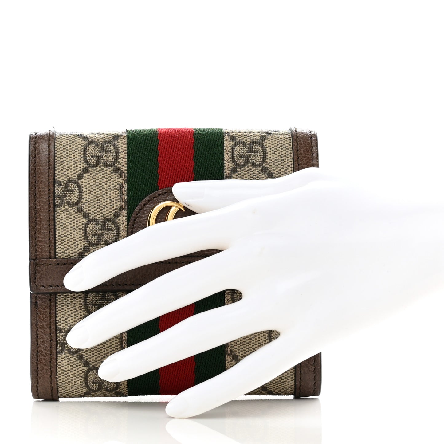 GG Supreme Monogram Web Ophidia French Flap Wallet Beige New Acero